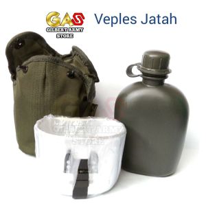 Botol Veples Alumunium JATAH TNI POLISI Hitam Hijau GILBERT ARMY STORE sarung Minum Polri 1 liter