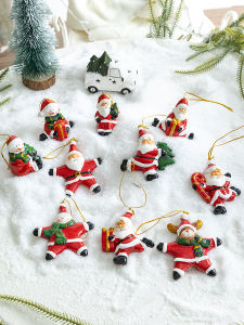 Winter Christmas Retro Red Pottery Old Man Snowman Elk Decoration Cute Small Pendant Christmas Tree Decoration Hanging Ornaments