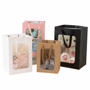 1/5/10PCS Transparent Window Gift Bags For Wedding Birthday Home Party White Black Packaging Box Baking Takeaway Bag