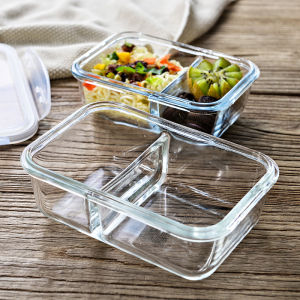 Heat Resistant Glass Lunch Box Microwave Safe ness Preservation Compartmentalized Sealable Bowl for Office Workers And Students