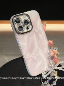 Ốp Lưng iPhone Satin Phong Cách Nữ Tính Có Ống Kính Bảo Vệ Tự Làm Cho Apple 13 pro Max 12 Với Dây Đeo Tay