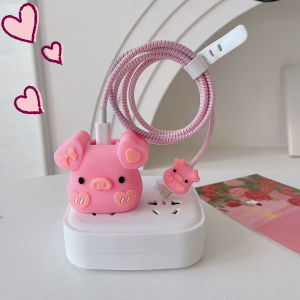 Cute Cartoon Animal Charger Protector Case 18W 20W USB Cable Winder Cover Fast Charging Organizer for iPhone 17 16 15 14 Pro Max