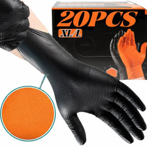 20Pcs Heavy Duty Nitrile Gloves Industrial Disposable Gloves Extra Thick Mechanic Glove Home Garden Antislip Safety Work Gloves