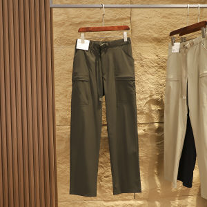 DongjiU Mens Casual Pants Spring Autumn Outdoor Elastic Wide Straight Workwear Trousers Comfortable Loose Fit Polyester Fiber