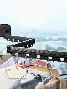 [SG Stocks] Suction Cup Folding Clothes Hanger (Indoor Balcony Window Punch-Free Clothes Hanger Drying Rack)