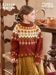 Little Naive | Cute Color Block Childrens Sweater Half-High Neck
