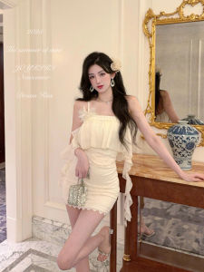 Cool Pure Desire Miu Style Thousand Gold Girl Waist Design Tube Top Strap Womens Fashionable Short Length Solid Color Vest
