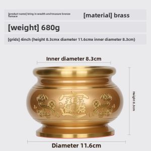 MEIZHENXIANG | Copper Incense Burner for Home Worship and Wealth Attraction