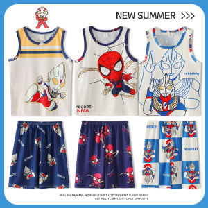 XINQIGUO | Short Sleeve Cartoon Air Conditioner Boys Pajama Vest Set Cotton