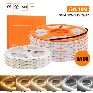 DC 12V 24V RA98 LED Strip SMD 2835 120LEDs/M 2700K 3000K 4000K 5000K 5500K 6000K IP20 Flexible Ribbon Rope Light 5M 10M/Roll