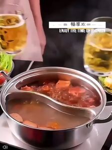 HANA Integrated Molding Two-Flavor Hot Pot Induction Cooker Special Use Hot Pot Household Washing Pot Thickened 304 Stainless Steel Hot Pot Basin