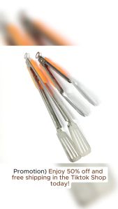 Long BBQ Grilling Tong Stainless Steel TPR Nylon Cooking Grilling Barbecue Serving Clip