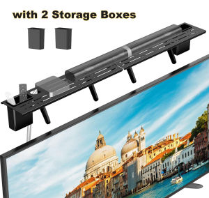 Universal Soundbar Mount No Drilling Required Space-Saving TV Top Shelf Steel Frame Computer Monitor Desktop Organizer with Box