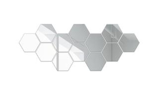 12Pc 3D Hexagon Acrylic Mirror Wall Stickers Aesthetic DIY Art Home Decor Living Room Decorative Tile Stickers Gold Silver red