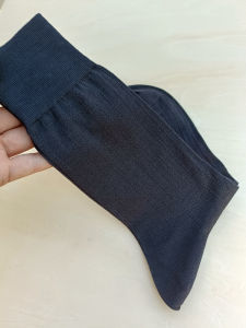 Export Men Thin Gentlemens Socks Mercerized Cotton Vertical Stripes Black Thin Deodorant Dark Gray Summer Breathable Mid-Calf Socks