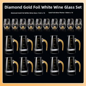 Foil Crystal Cut Small Baijiu Glass Cup Set with Measurer and Bracket