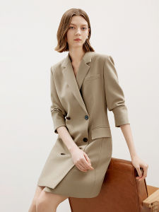 Elegant Vintage French Style Suit Dress High Waist A-Line Skirt Long Sleeve Workwear Fashionable Autumn New Arrival