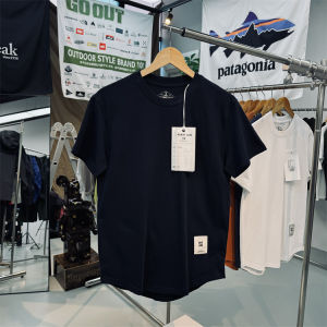 Washing Craft High-Count Combed Cotton Curved Hem Men Solid Color round Neck Short Sleeves T-shirt Loose Easiest for Match Bottoming Shirt