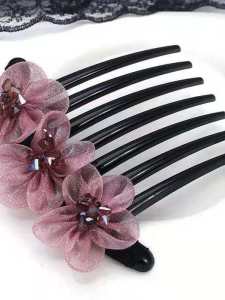 เครื่องประดับผมสไตล์เกาหลีสำหรับผู้ใหญ่ แปรงแต่งผมแบบมีฟัน ทรงหัวเข้ารูป เครื่องประดับผมสุดหรู แปรงแต่งผมแบบมีฟัน 7 แฉก