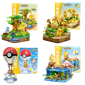 Keeppley Anime Cartoon Pokemon Toys Pikachu Piplup Jigglypuff Hot Air Balloon Building Block Assemble Model Kids Birthday Gift