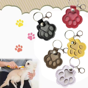 Pet Hair Memorial Keychain PU Leather Keepsake Locket for Cat Dog Fur Pet Hair Storage Pendant Handbag Hanging Accessories