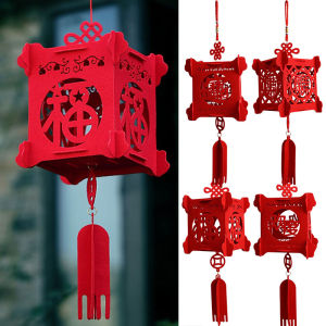 โคมไฟสีแดงลายกลวงฟูสำหรับตกแต่งไฟกลางแจ้งในร่มเทศกาลโคมไฟแบบแขวนตรุษจีน (มีในสต็อก)
