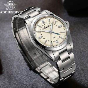 ADDIESDIVE 36mm Mens Business Quartz Watch Bubble Glass BGW9 Super Luminous 100m Water Resistance Stainless Steel Analog Watch