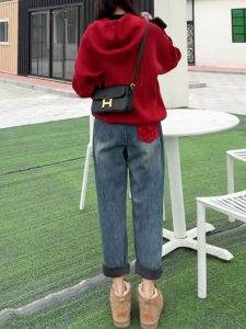 MANMI | Quần Jeans Xòe Màu Xanh Thermal