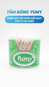 Tăm Bông Vệ Sinh YUMY Thân Trúc Hộp Vát Size L – Combo 12 Hộp x 200 Que (TB01-526) Mềm Mịn Không Rụng Sợi