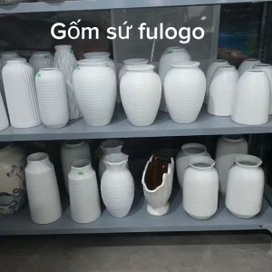 Bình chuông trắng khử  bát tràng loại 1-gốm sứ fulogo