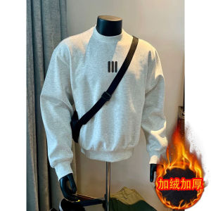 Mens Fleece Lined Short Wide Sweatshirt Inner Wear for Teens Casual Thickened Autumn Winter Jacket Cleanfit Youth Outerwear