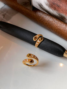 CAFFTI | Retro Style Luxurious Gold Tiger Eye Stone Adjustable Ring for Middle or Index Finger