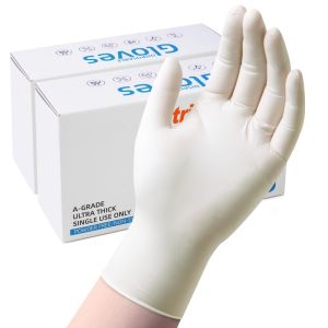 Găng Tay Nitrile Trắng Dùng Một Lần 4mil Cấp Thực Phẩm Dùng Cho Vệ Sinh Nhà Cửa Và Công Việc Nhà Bếp Có Gân Không Chứa Latex Dùng Trước Khi Nấu Ăn