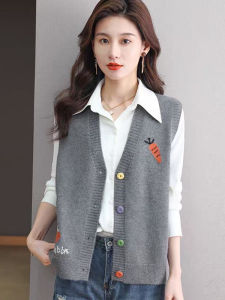 Áo Len Cardigan Dệt Kim Lông Cừu Hở Vai Không Tay Dáng Rộng Phong Cách Hàn Quốc Mùa Xuân Thu Áo Khoác Ngoài Cho Nữ