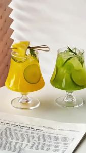 T.Z. 1 ชิ้น แก้วแชมเปญสุดน่ารัก แก้วบรั่นดี้ก้านสั้น แก้วคาร์เฟ่มุ่งมิ้งน่ารัก ค็อกเทล/แก้วน้ำผลไม้ 450ml wine glass