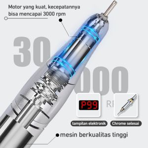 30000 Rpm Portable Rechargeable Nail Drill Polisher Alat Kikir Kuku Elektrik Manicure Tool Pemoles Kuku Portabel Pemoles Kuku Isi Ulang Pemoles Kuku