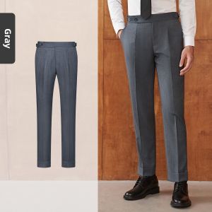 Easy-care Pleated Business Trousers High-waisted