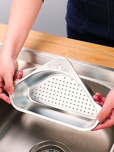 Nipiin Stainless Steel Sink Strainer Basket Triangle Drain Basket Fruit Filter Rack Multi-function Kitchen Drainer