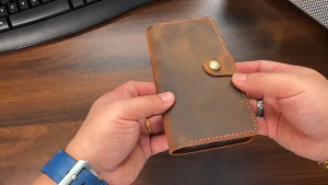 Full Grain Leather iPhone Wallet Case Handmade Leather Magnetic Detachable Phone Case Personalized Leather Gift for Him T08-I05MW