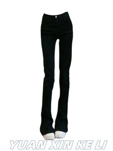 Black Slim Fit Micro Flared Jeans Womens Spring Summer Autumn Long Floor Length Trousers High Waist Straight Leg Denim Pants