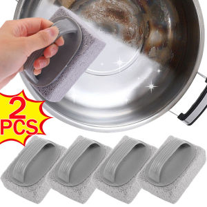 2PCS Pumice Cleaning Brush Handheld Household Pot Bottom Tile Barbecue Grill Stubborn Stain Removal Brush Outdoor Barbecue Powerful Cleaning Tool