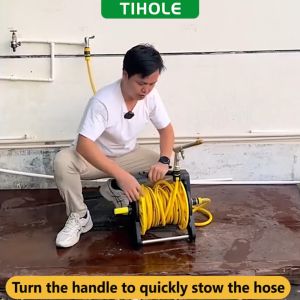 TIHOLE Hose Reel Hose Storage Rack Household Portable Simple Garden Hose Pipe Flexible High Pressure Magic Hose Connector Sprinkler Hose Nozzle Car Wash Water Jet Pump Gun Set Wayar Getah Paip Air Tahan Lasak Getah Cuci Keret