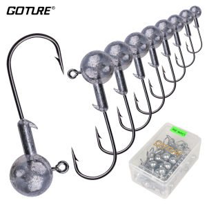 Goture 20/50pcs Lead Head Jig Fishing Hook 0.6g-20g Hooks for Soft Lures Carbon Steel Fishhooks Jig Head for Carp Bass Fishing