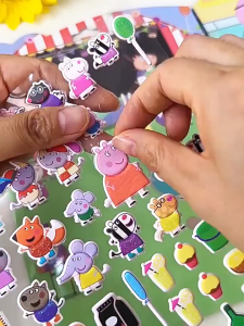 สติกเกอร์ลาย Piglet Peppa โฟมการ์ตูนเจ้าหญิงสำหรับเด็กสติ๊กเกอร์ฟองงสบู่สามมิติเด็กหญิงเด็กชายแต่งตัว3มิติ