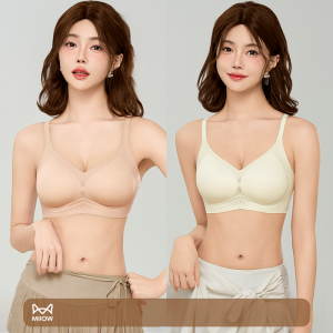 Miiow | Wireless Bra Womens Summer New Style Cat Person Underwear Push Up Gathered Lift Side Effect No Underwire Illusory Large