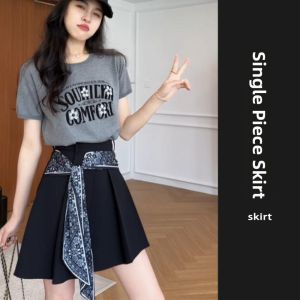 YUEZHONGWEI | Retro American Grey Short Sleeve T-Shirt Women Summer Slim Fit Letter Print Top Korean Style Casual Polyester Fiber Tee