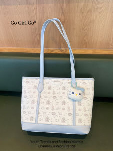 กระเป๋าถือทรงโตต์ความจุขนาดใหญ่สำหรับเด็กผู้หญิง 2024 กระเป๋าสะพายไหล่ข้างเดียวลายกระต่ายน่ารักสำหรับเดินทาง กระเป๋าถือ PU สำหรับผู้หญิง