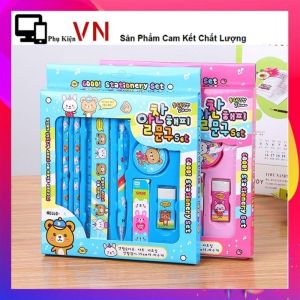 Bộ Dụng Cụ Học Tập 9 Món Tiện Lợi Cho Bé - Đồ Dùng Học Tập Cho Bé Đầy Đủ Bút Tẩy Gọt Bút Chì - Văn Phòng Phẩm Cute Cho Bé ( XANH _ HỒNG )