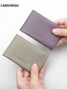 Ultra-Thin Genuine Leather Card Holder Wallet for Men Small Document Storage Pouch Lightweight Cute Card Sleeve by Blueskies