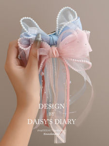 Princess Style Hair Clips for Girls Pink Ribbon Butterfly Knot Childrens Accessories Little Girl Fashionable Hair Decorations